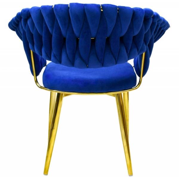 Set 4 Sillas Comedor Tapizadas Terciopelo Tejidas Elegantes Azul