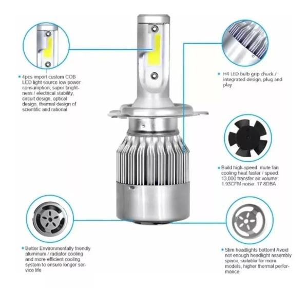 Kit 2 Luces Led C6.2 H4/HL 40 Watts 6000k Calidad