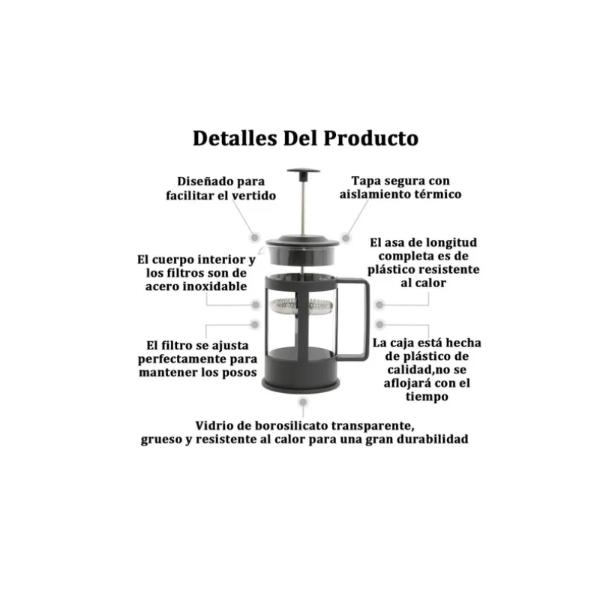 Cafetera Individual Prensa Francesa 350ml De Vidrio (73)