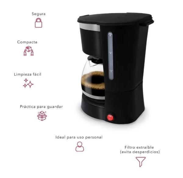 Cafetera Eléctrica RCA Con Jarra De Cristal Rc-caf1 650ML no requiere filtro de papel