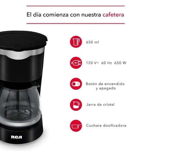 Cafetera Eléctrica RCA Con Jarra De Cristal Rc-caf1 650ML no requiere filtro de papel