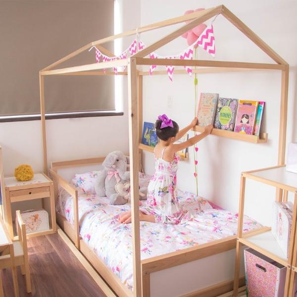 KIT MONTESSORI INDIVIDUAL 1 Casa de Suenos Individual + 1 Cama Montessori Individual + 2 Repisa cuentos