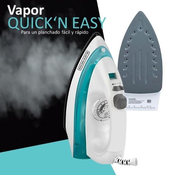 Plancha A Vapor Black+decker Irbd100 Quick 'n Easy Color Blanco Y Azul Con Suela Antiadherente 120v