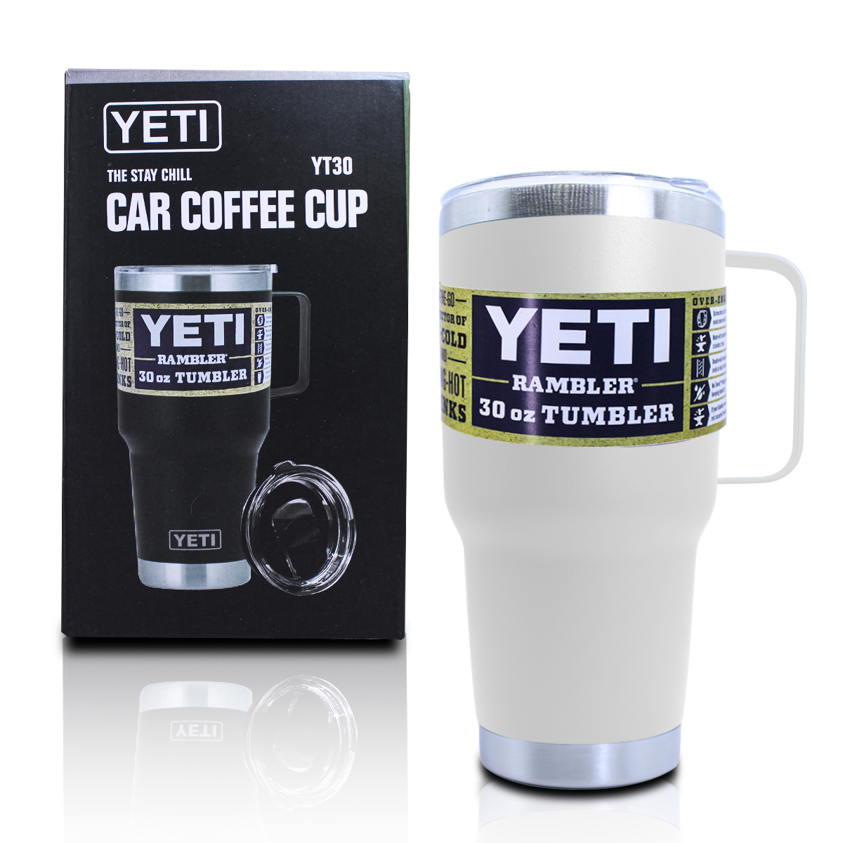 Vaso Yeti Blanco Termo Capacidad De 30oz Con Aza.