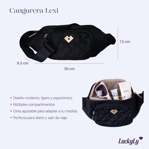 LuckyLy Cangurera para Mujer de Moda y Deportiva, Riñonera Versátil tipo Bolsa Bandolera y Crossbody, Modelo Lexi, Negro