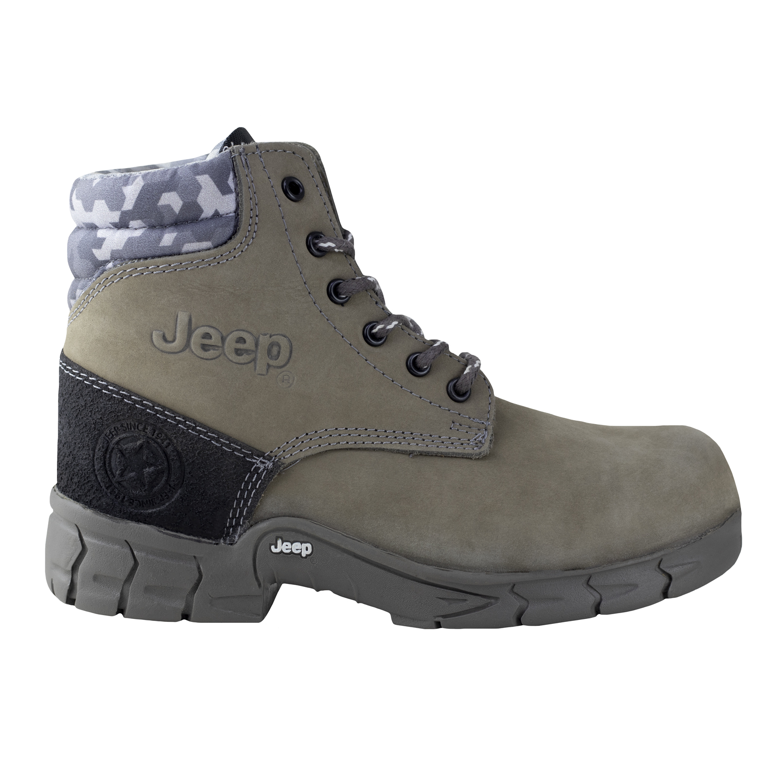 Bota Industrial De Seguridad Jeep Con Casco Poliamida 5124 Gris.