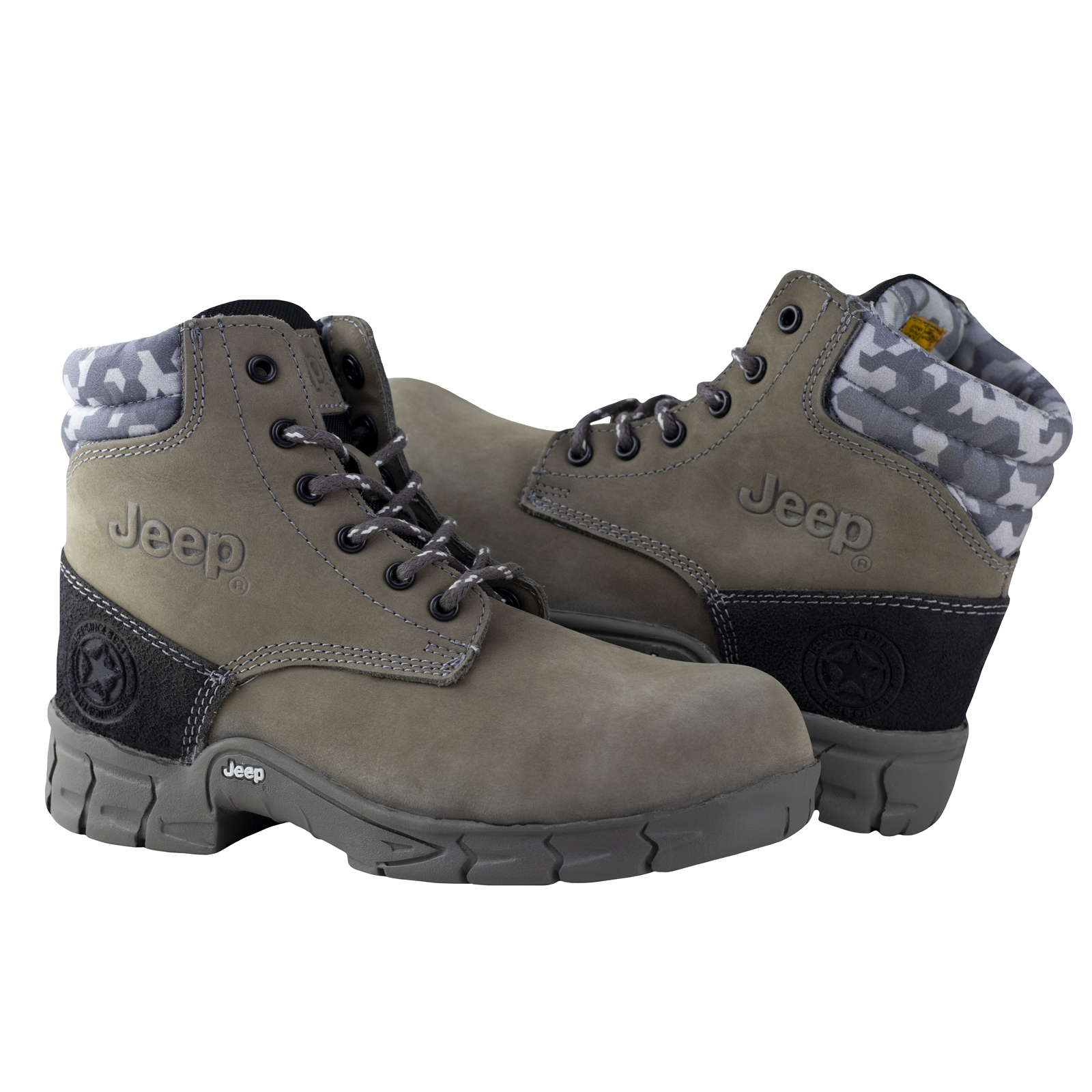 Bota Industrial De Seguridad Jeep Con Casco Poliamida 5124 Gris.