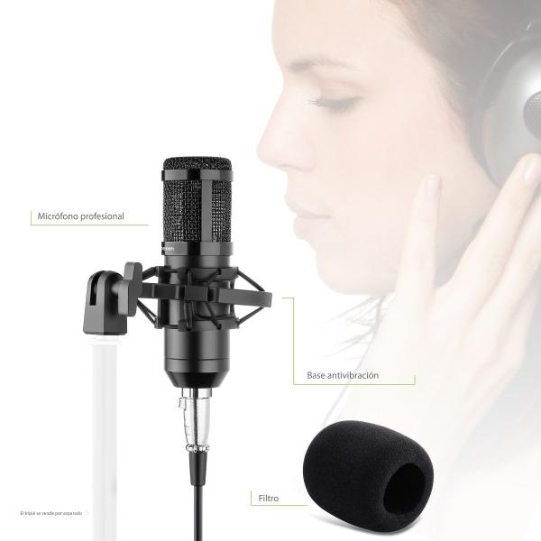 Micrófono Steren MIC-650 condensador unidireccional negro
