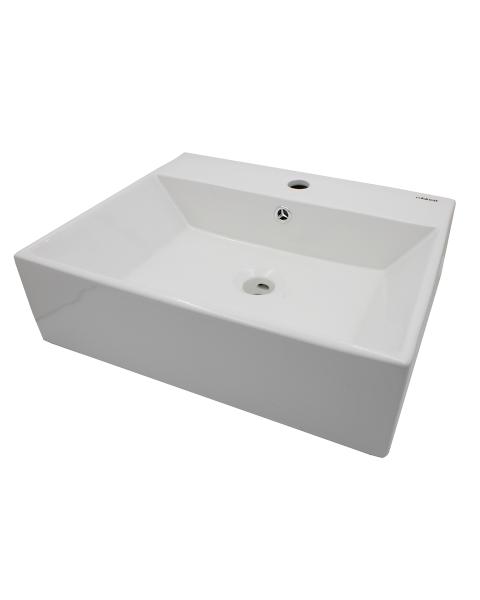 Lavabo Ovalin Para Baño De  Ceramica Blanco Con Monomando Y Contra De Lujo