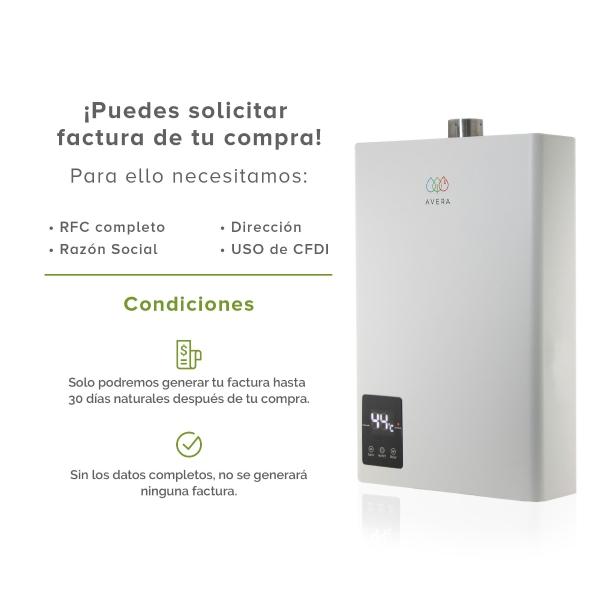AVERA Calentador Agua Instantáneo Modulante usa Gas Natural para 2 Regaderas CM14NAT