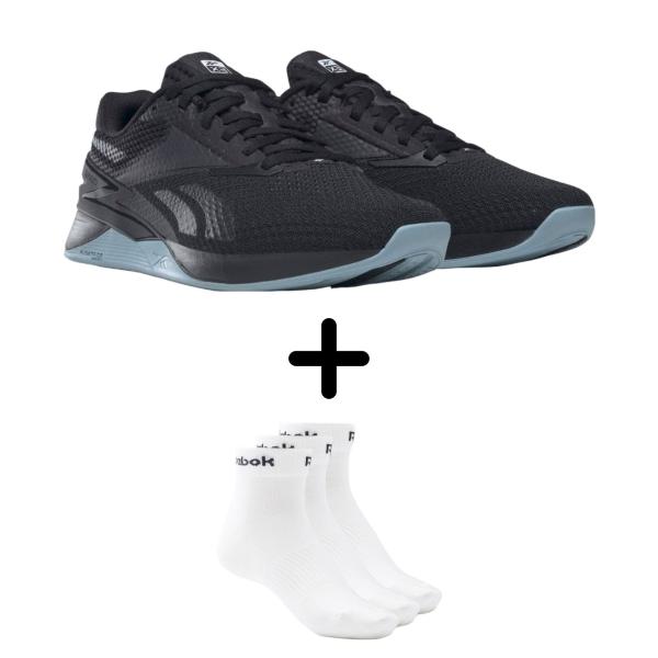 TENIS REEBOK MUJER NEGRO REEBOK NANO X3 HP6052 + CALCETAS DE REGALO