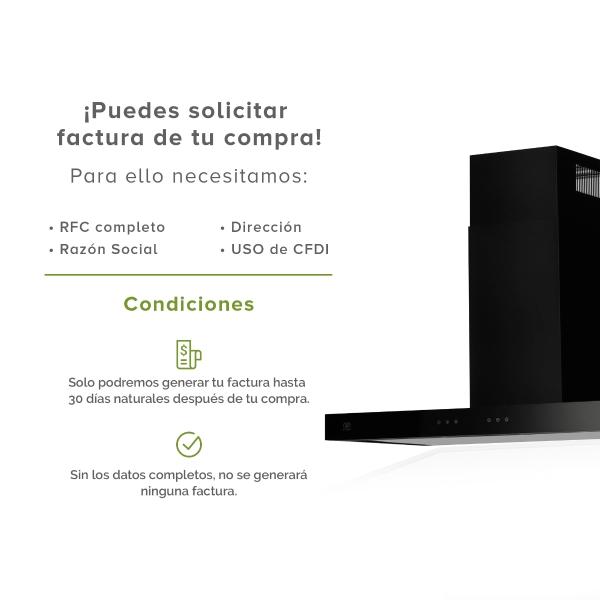 AVERA Campana Extractora Purificadora de Pared Negra en Vidirio Templado CEN90