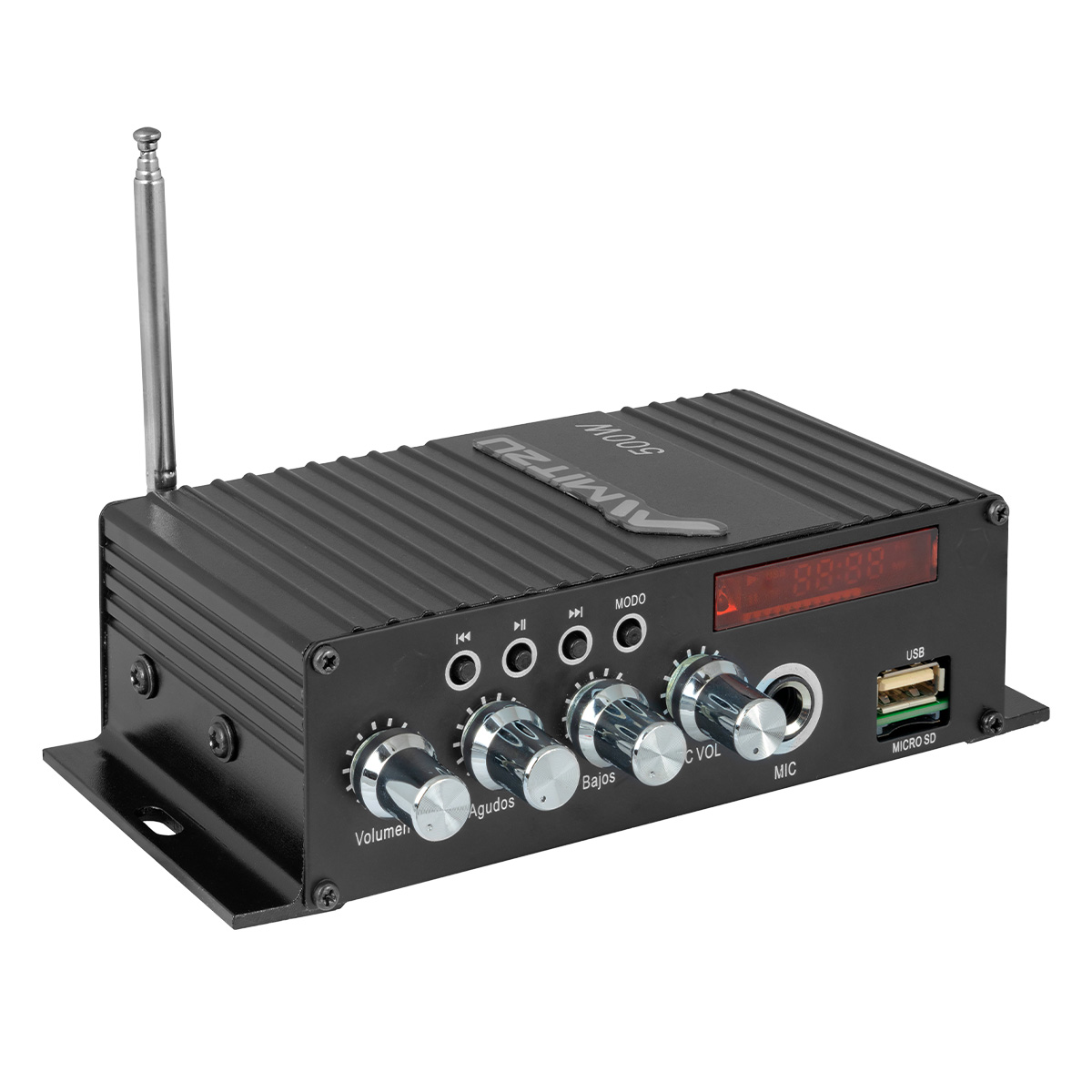 Mini Aplificador De 2 Canales Mitzu Bluetooth Usb Mit-78bt