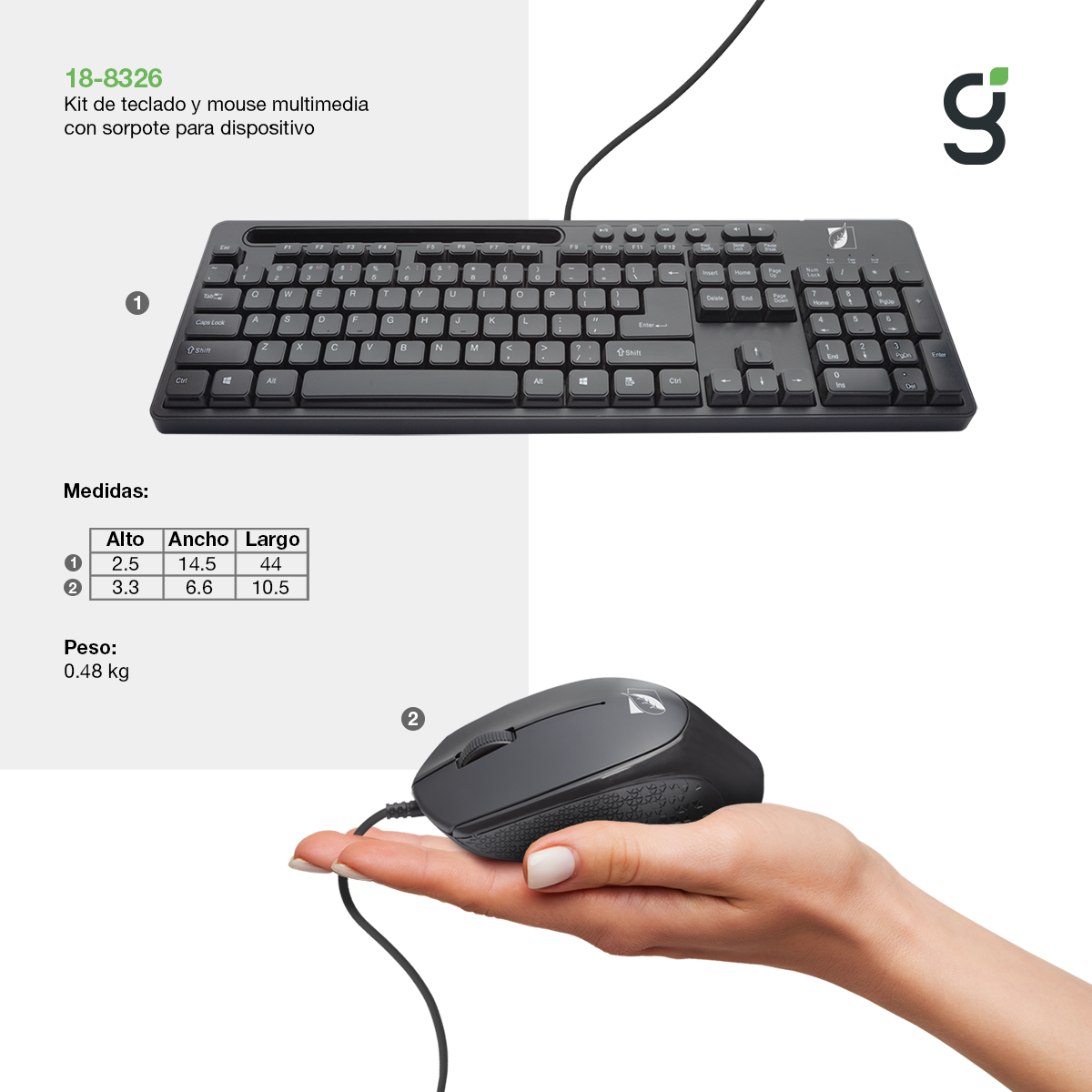 Kit De Teclado Con Teclas De Acceso Rápido Y Soporte Para Celular 18-8326