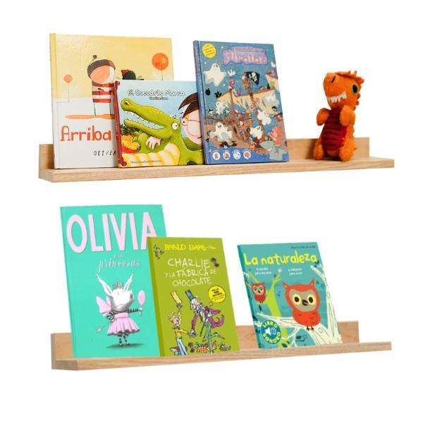 Set 2 Repisas Minimalista Madera de Pino Estante de Pared Librero