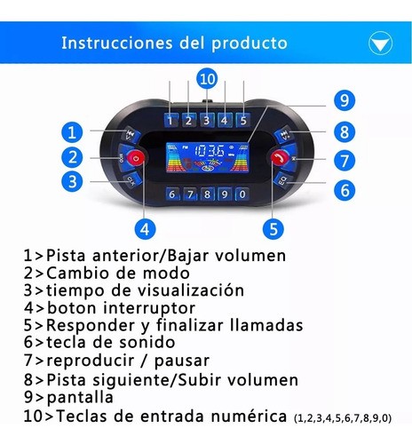 Estéreo Moto Bocinas Mp3 Usb Sd Bluetooth A Prueba De Agua negro