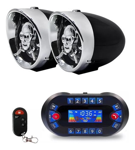 Estéreo Moto Bocinas Mp3 Usb Sd Bluetooth A Prueba De Agua negro