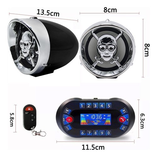 Estéreo Moto Bocinas Mp3 Usb Sd Bluetooth A Prueba De Agua negro