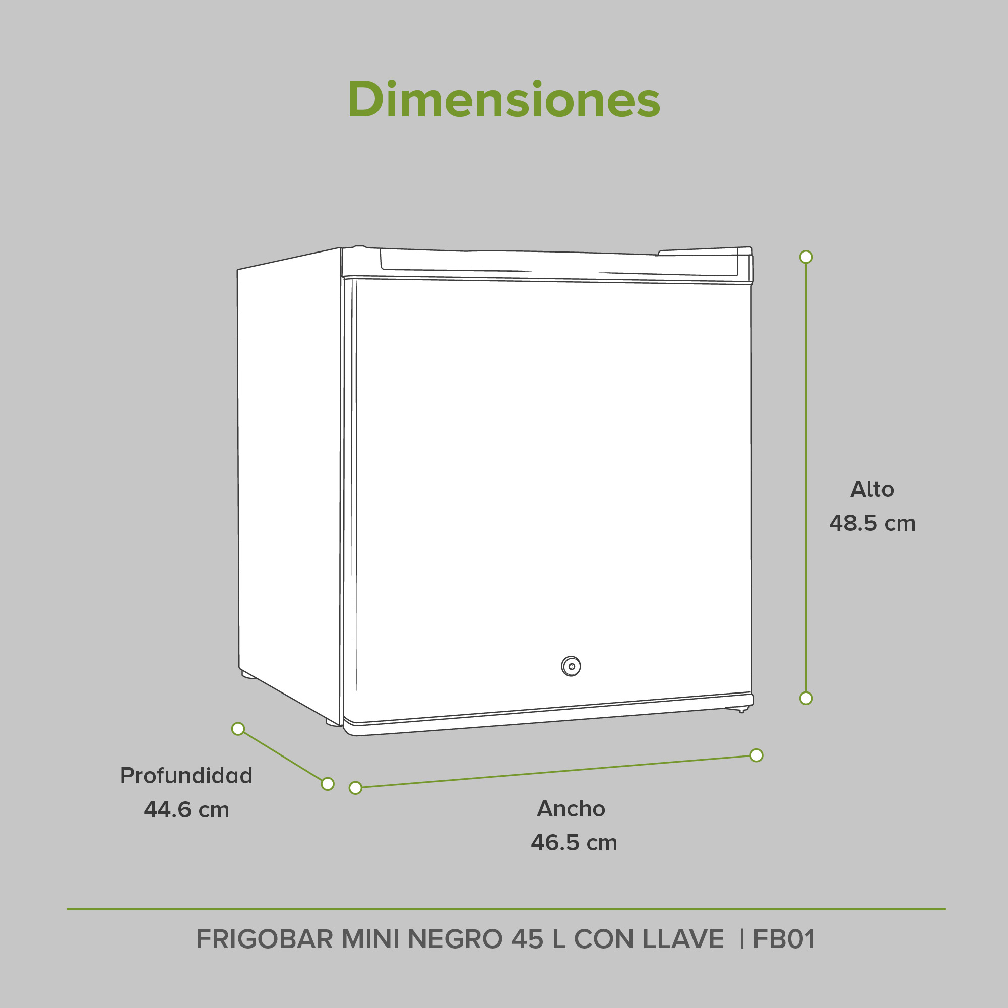 Frigobar Mini  Color Negro De 1.6 Pies  45 Litros  Con Llave Avera FB01