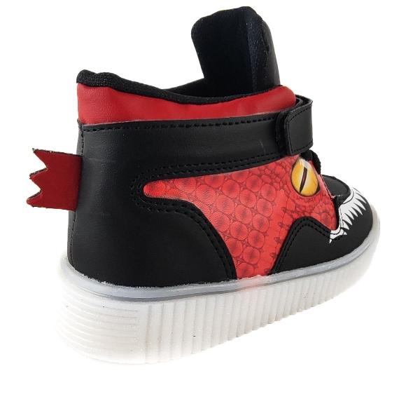 Tenis Bota Dinosaurio Rex Luces Leds Casual Niños 250-r Rojo