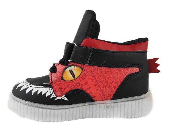 Tenis Bota Dinosaurio Rex Luces Leds Casual Niños 250-r Rojo