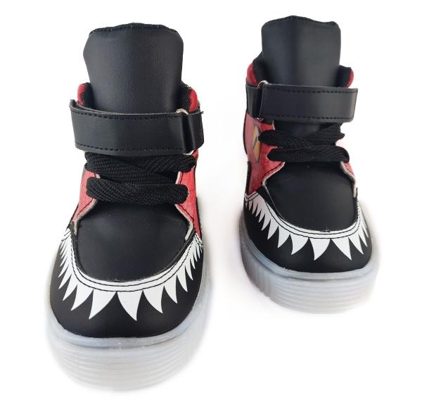 Tenis Bota Dinosaurio Rex Luces Leds Casual Niños 250-r Rojo