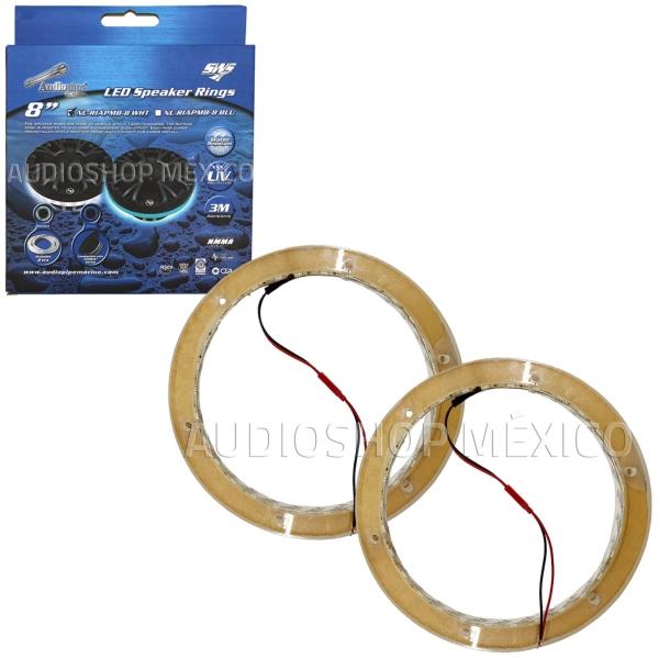 Anillos LED marinos para bocinas coaxiales Audiopipe NL-RIAPMB-8 WH 8 Pulgadas APMB Series Blanco 