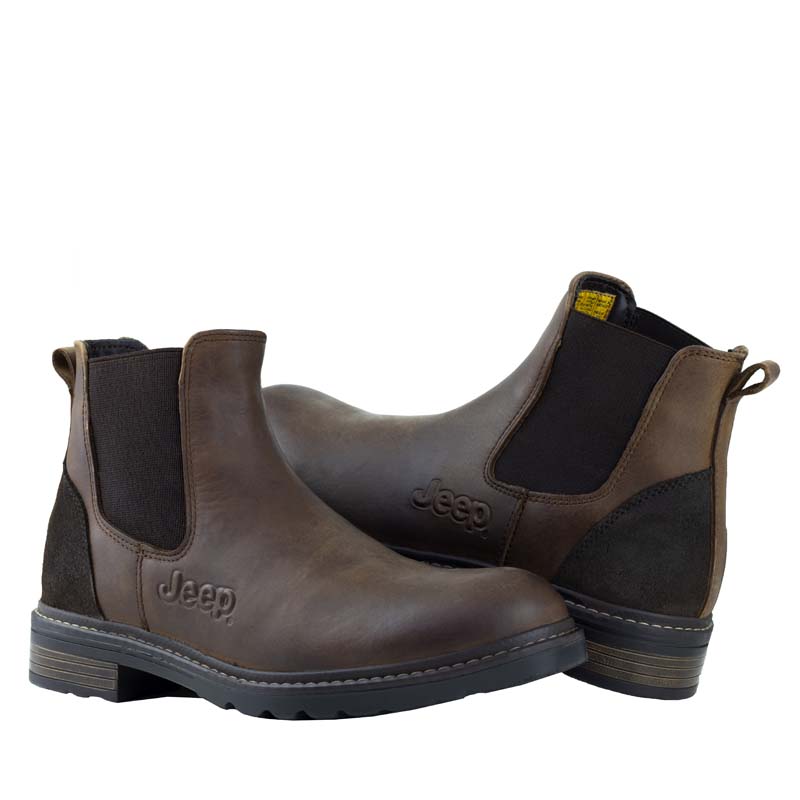 BOTIN CHELSEA DE VESTIR PARA HOMBRE JEEP 20101 ENCINO CAFÉ CASUAL CONFORT.