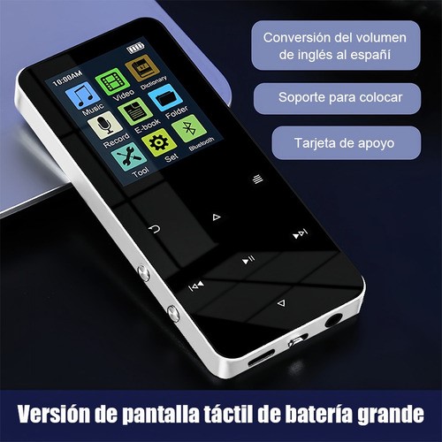 Reproductor Música Mp3 Mp4 Bluetooth Con Pantalla Táctil 16g NEGRO