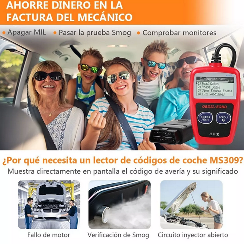 Escáner Obd2 Automotriz Universal Eobd Ms309