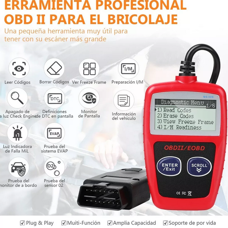 Escáner Obd2 Automotriz Universal Eobd Ms309