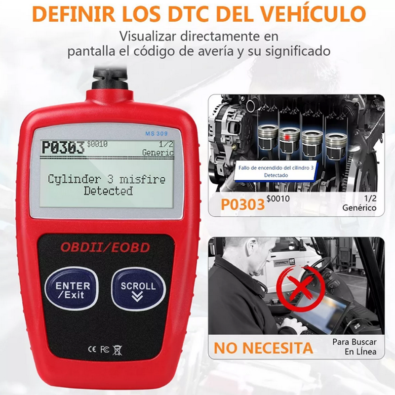 Escáner Obd2 Automotriz Universal Eobd Ms309