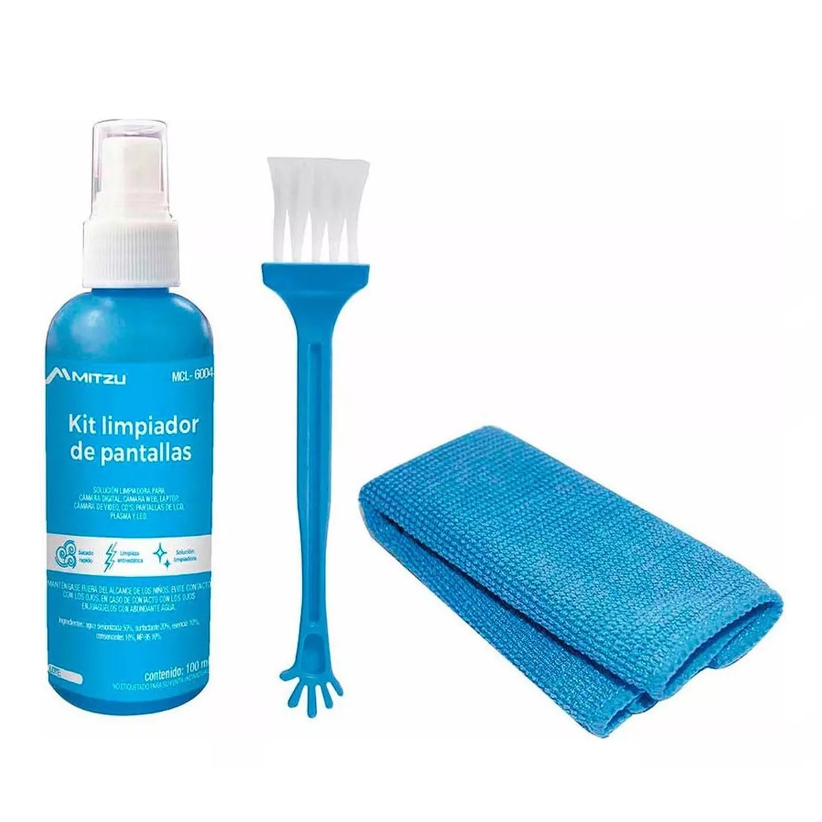 Kit Limpiador Para Pantallas Paño Liquido Y Cepillo Mcl-6004