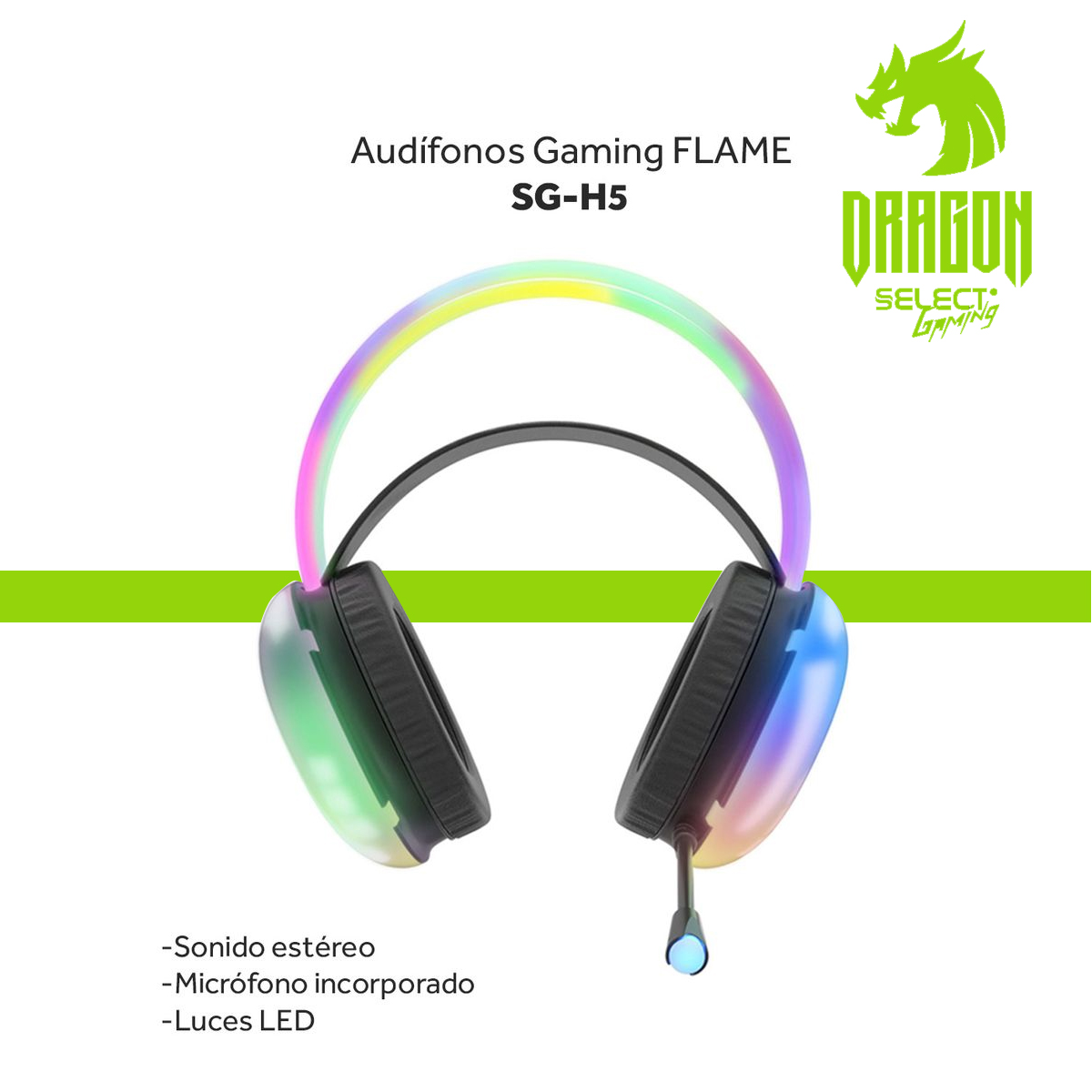 Audífonos Gamer Alámbricos Select Gaming Flame Sg-h5 Luz Rgb