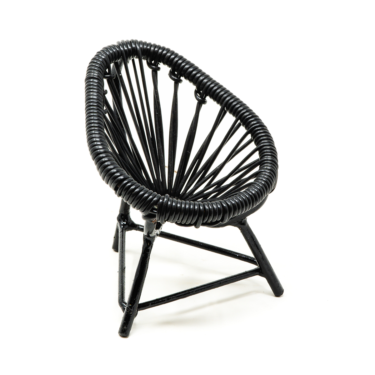 Porta celular Mini silla Acapulco Decorativa tejida a mano en vinil Negro.