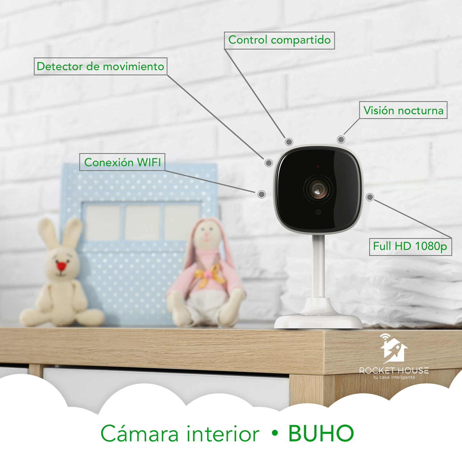Cámara Interior Rocket House Buho Wifi Full HD