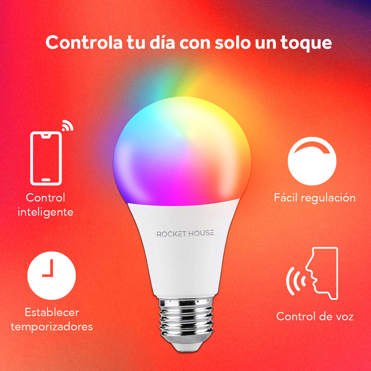 Foco Inteligente Led Rgb Wifi App Rocket House Multicolor Siri Alexa