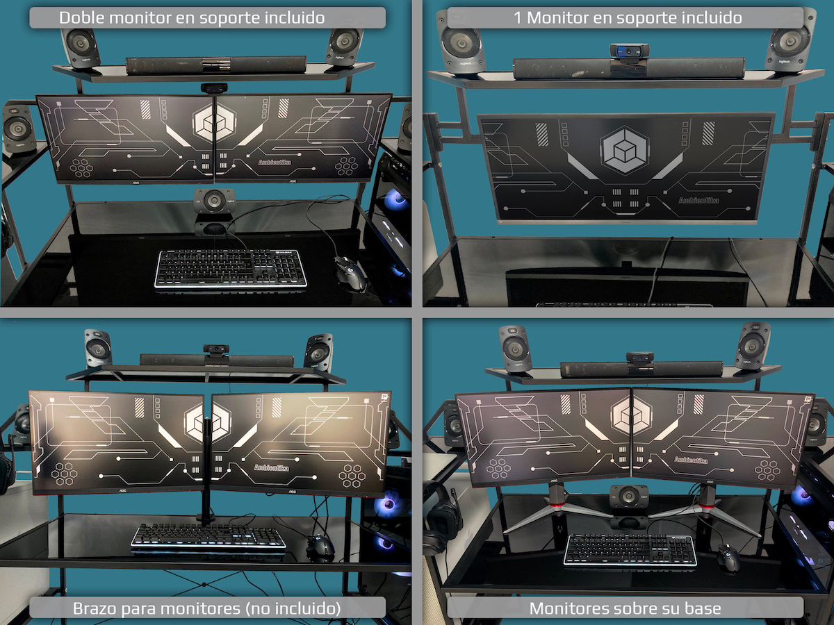 Desk-Top Modelo H Escritorio gamer marca Ambientika (Silver).