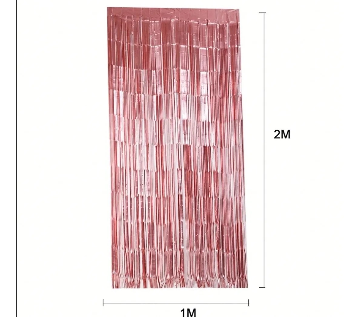 Cortina Lluvia Metálica Rosa Pastel Fiestas, Decoración 2x1m