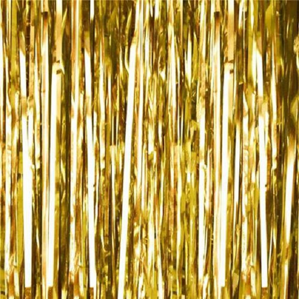 Cortina Lluvia Metálica Dorado Para Fiestas, Decoración 2x1m