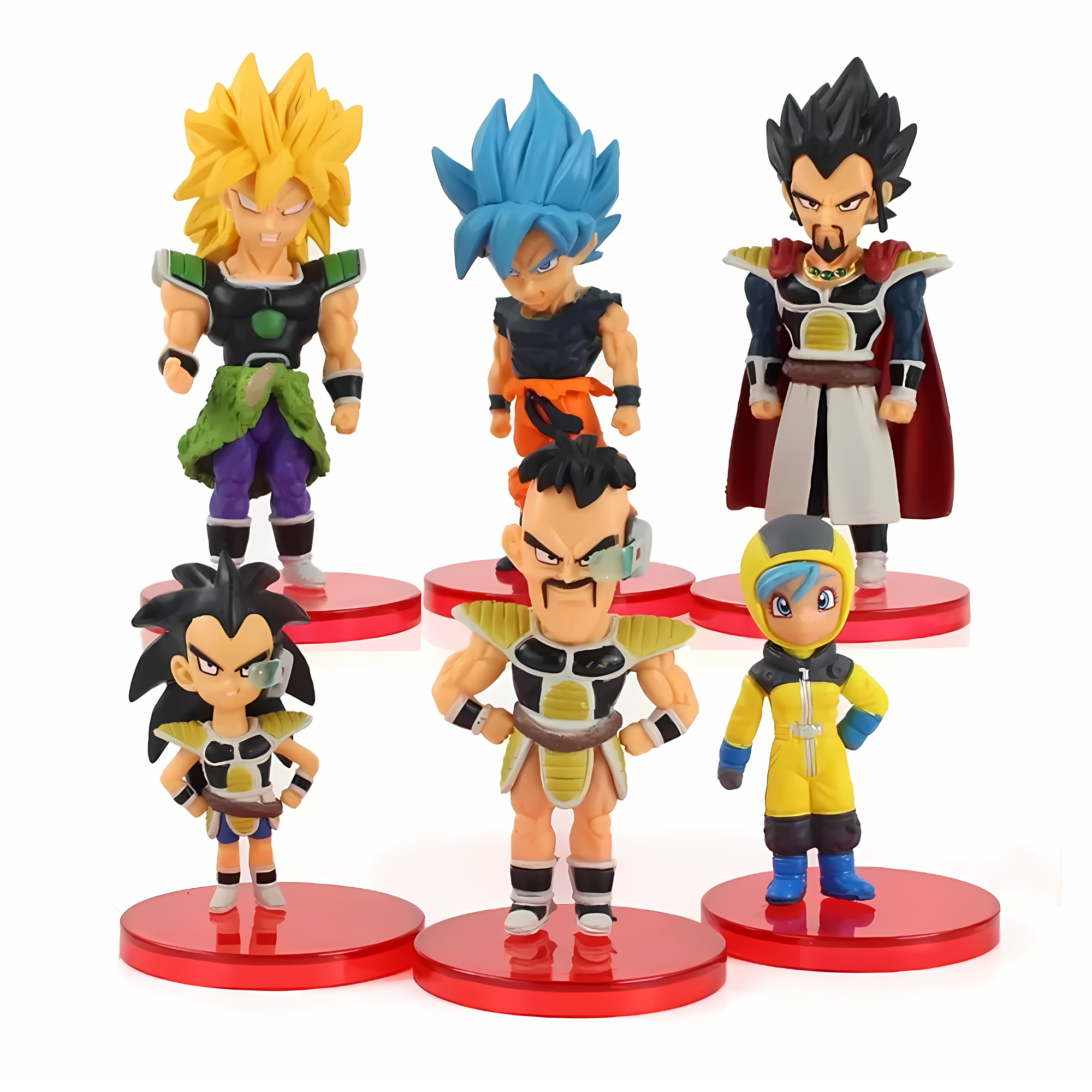 Set 6 Figuras Mini Dragon Ball Z Broly Goku Rey Vegeta Bulma Muñecos coleccionables, Figuras Chibi Anime