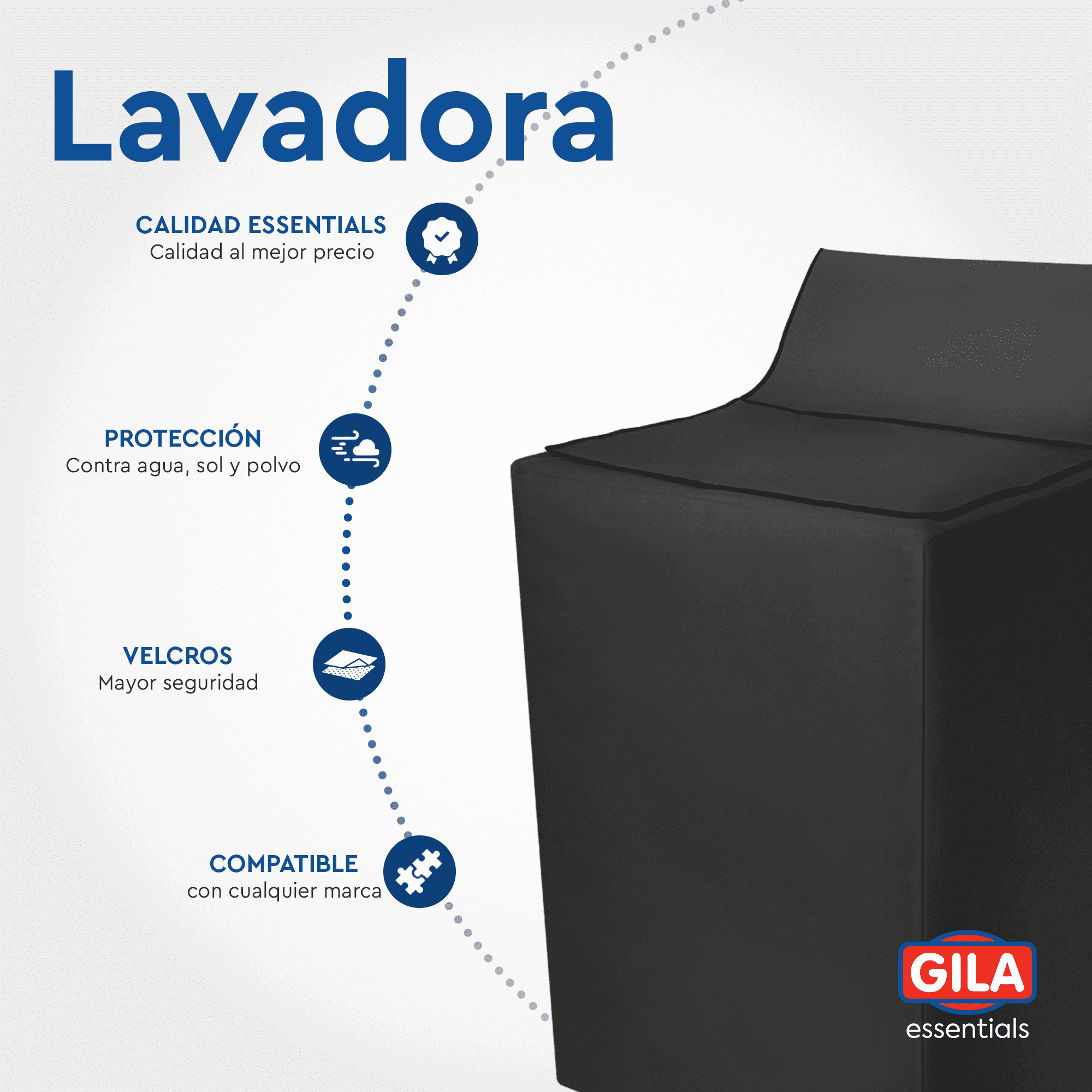 Funda Para Lavadora Black GILA Essentials (Protector impermeable)