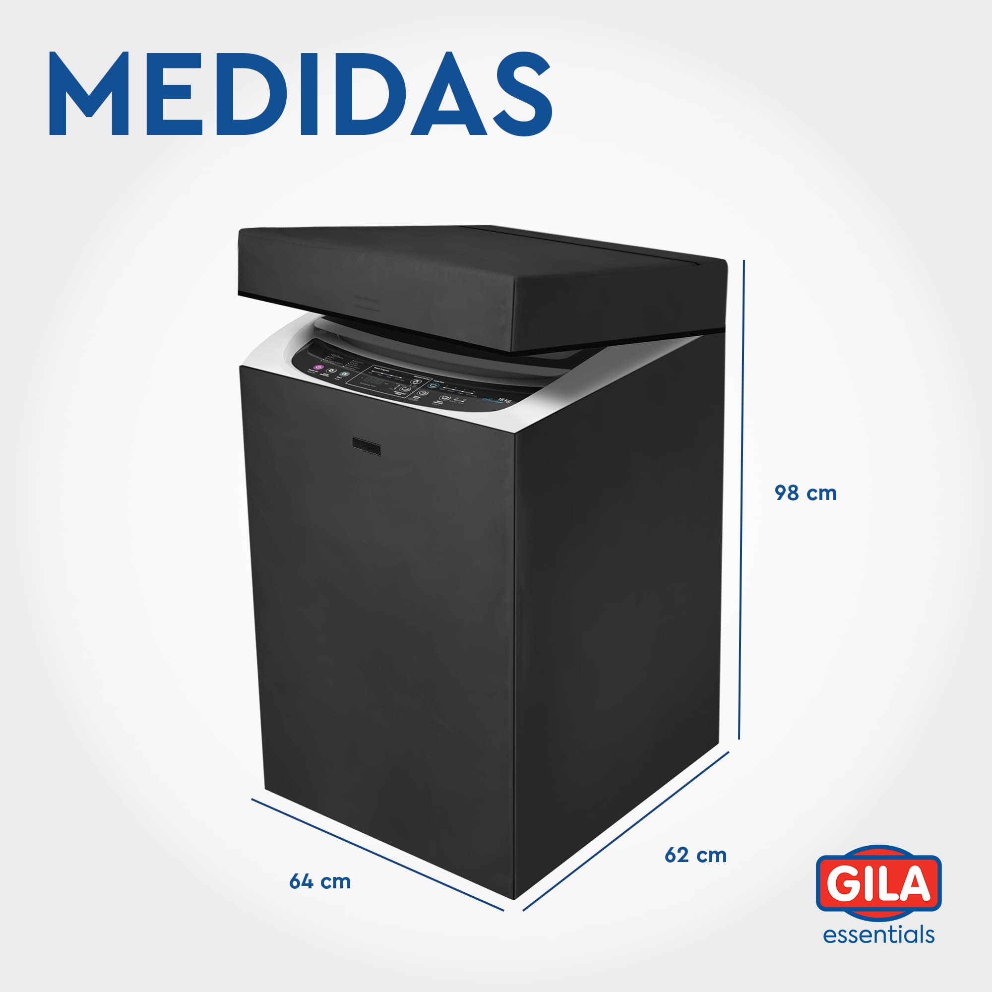 Funda Para Lavadora Digital de Carga Superior Black GILA Essentials.