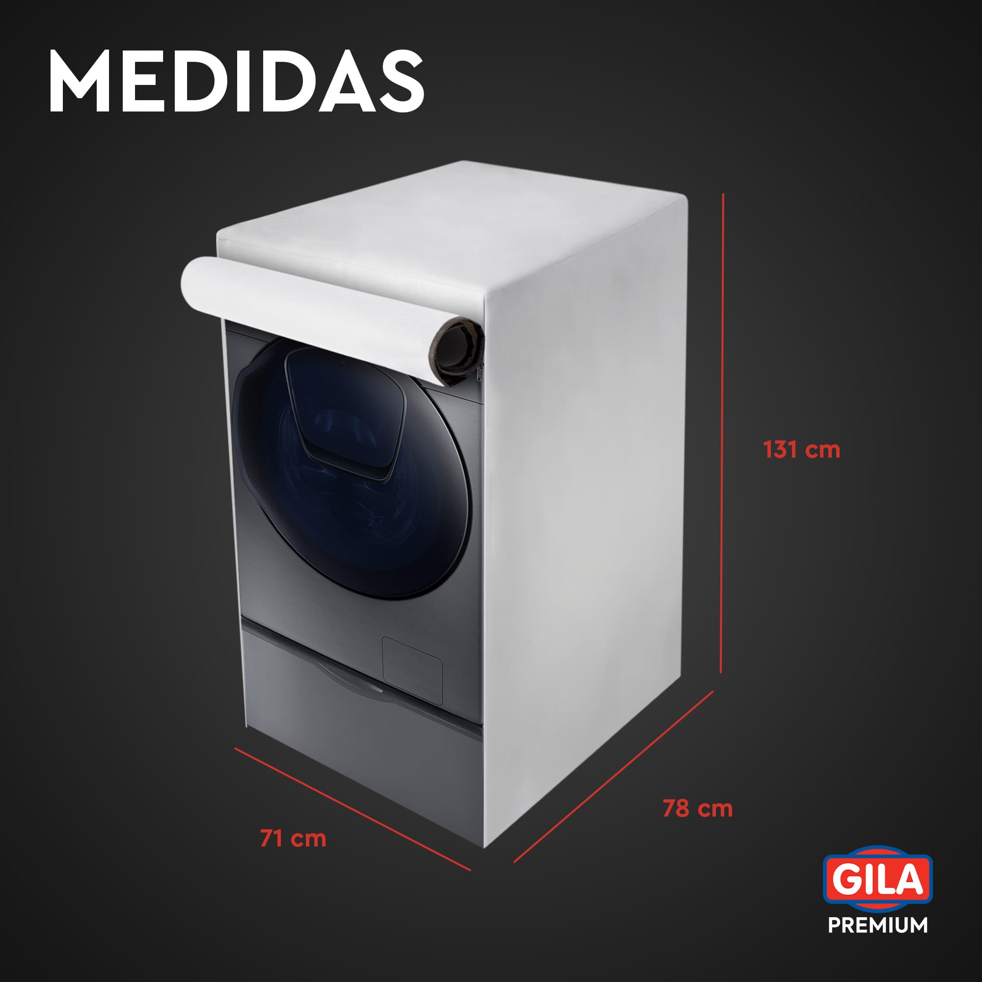 Funda Para Lavadora/Secadora de Carga Frontal con Pedestal (Protector impermeable GILA)