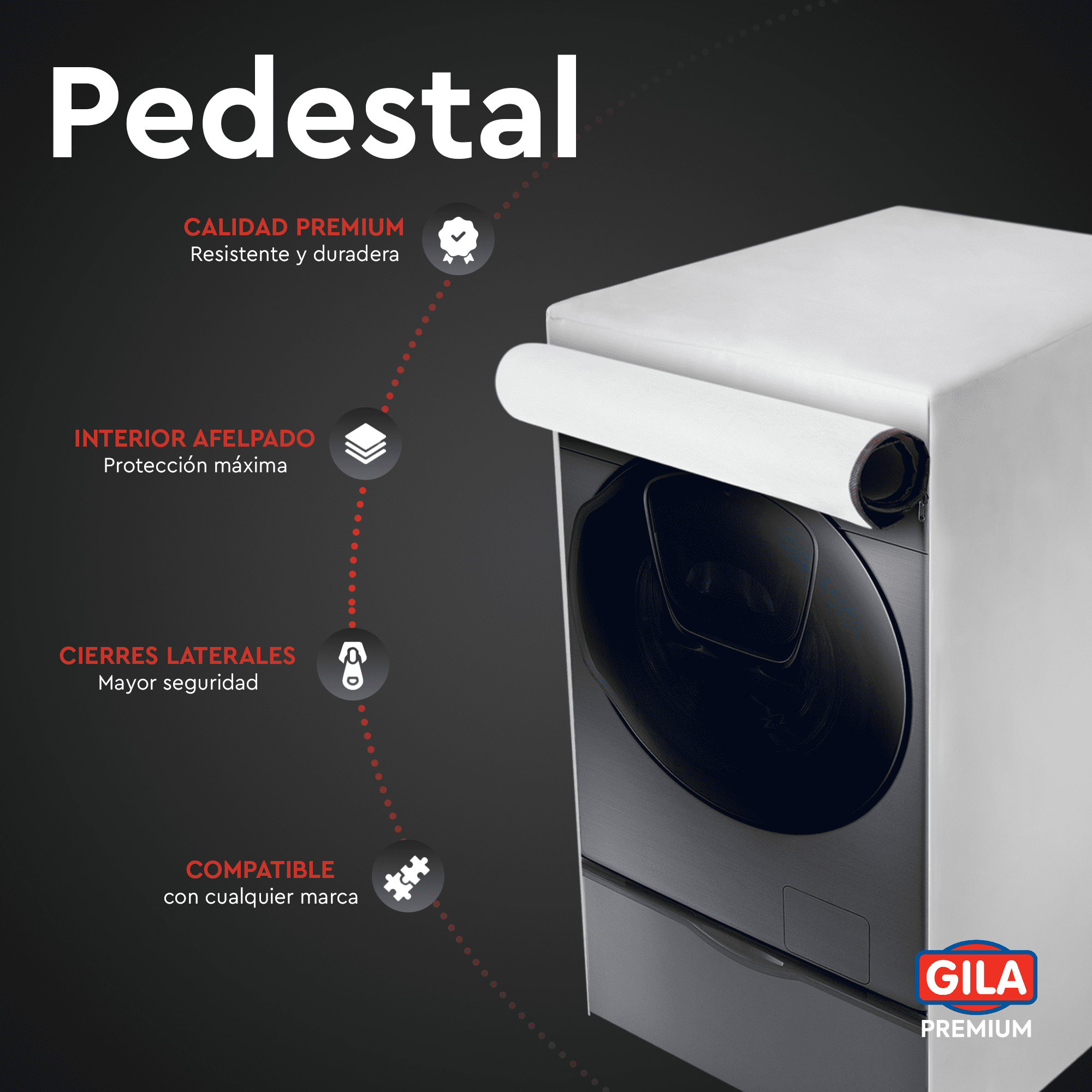 Funda Para Lavadora/Secadora de Carga Frontal con Pedestal (Protector impermeable GILA)