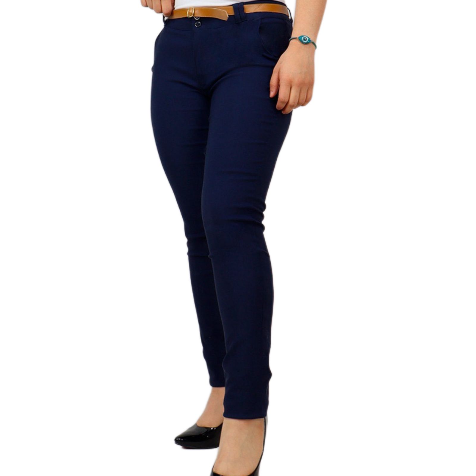 Tiro Alto Pantalones De Tela Elegantes Pantalón Marino Recto Tiro