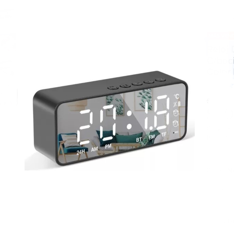 Reloj Despertador Digital C/bocina/bluetooth/radio Fm Color Blanco.