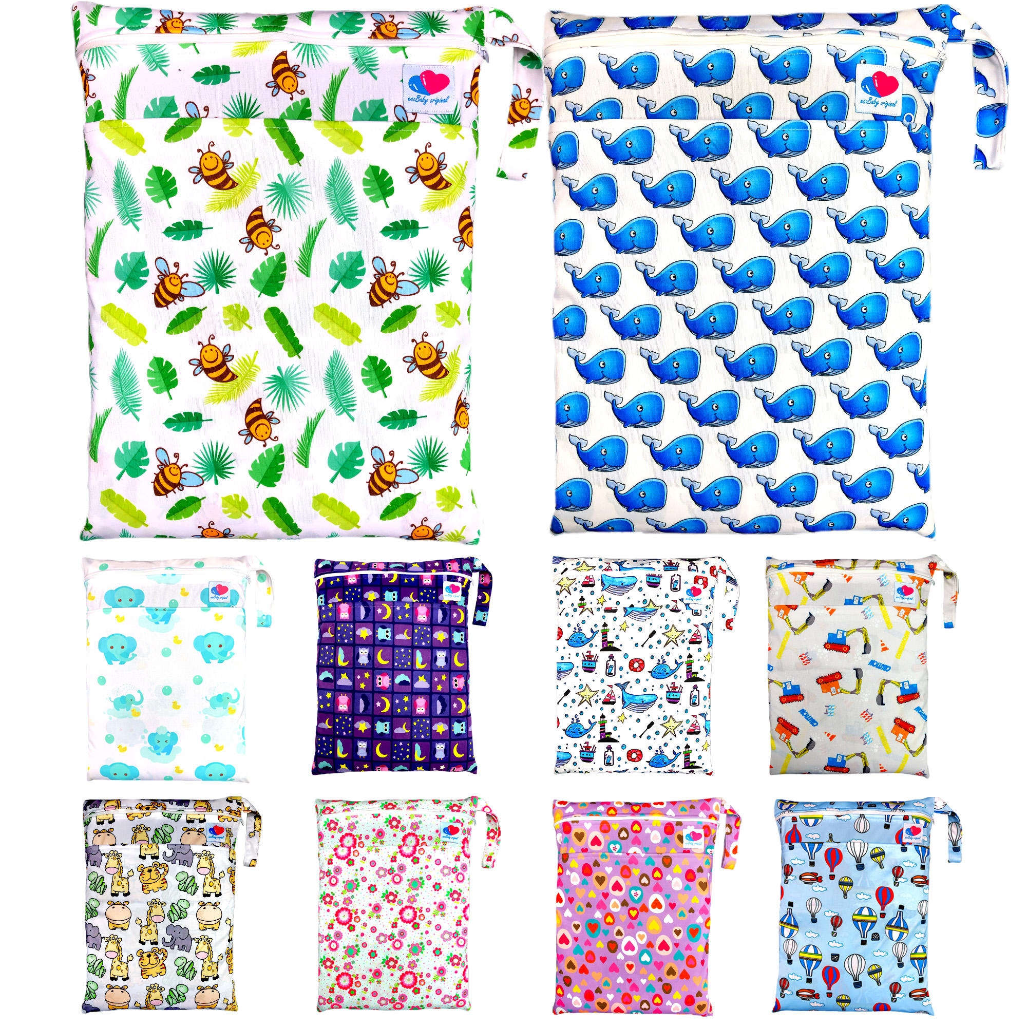 pañales ecológicos de tela para bebes con insertos noctunos más wetbag ecobaby original.