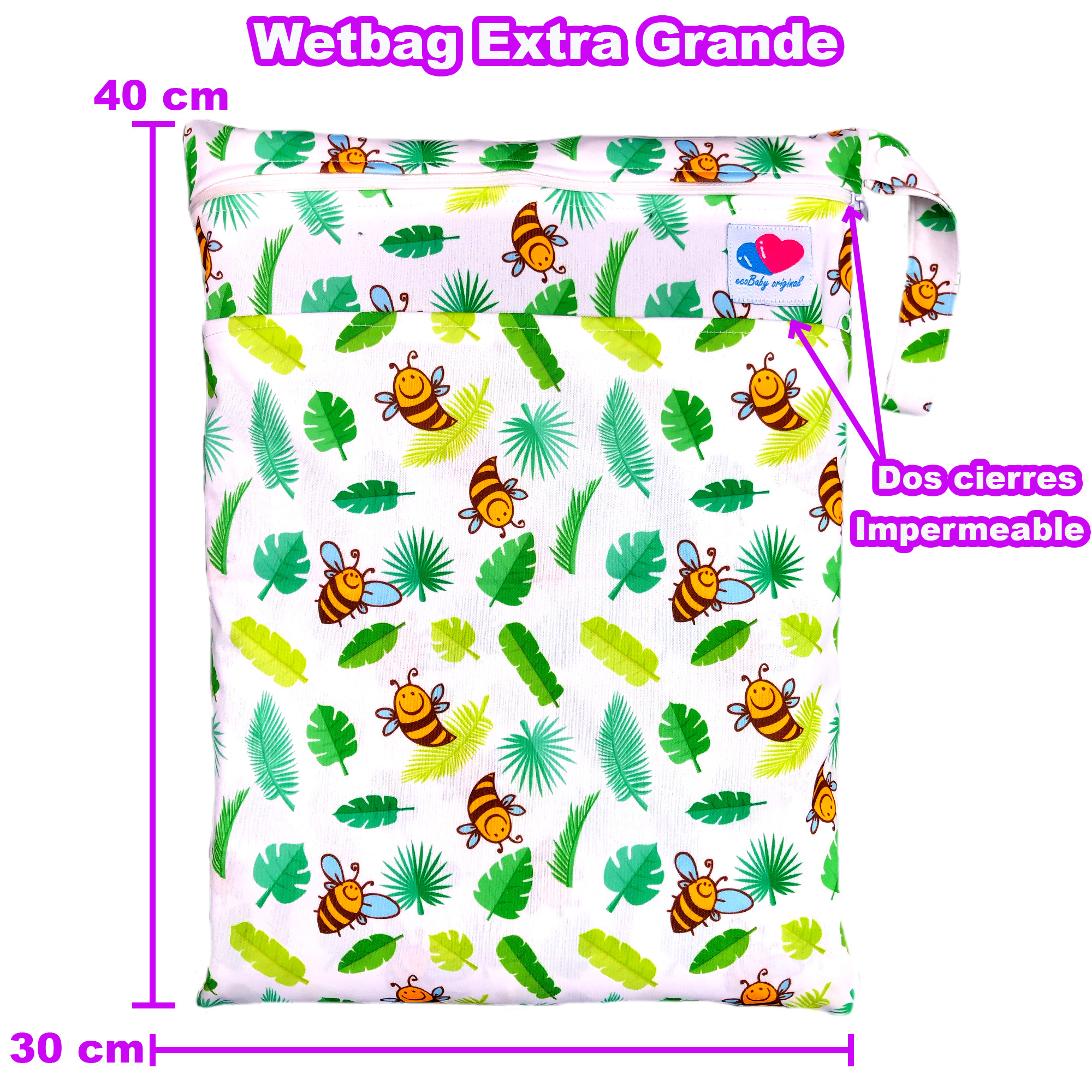 pañales ecológicos de tela para bebes con insertos noctunos más wetbag ecobaby original.