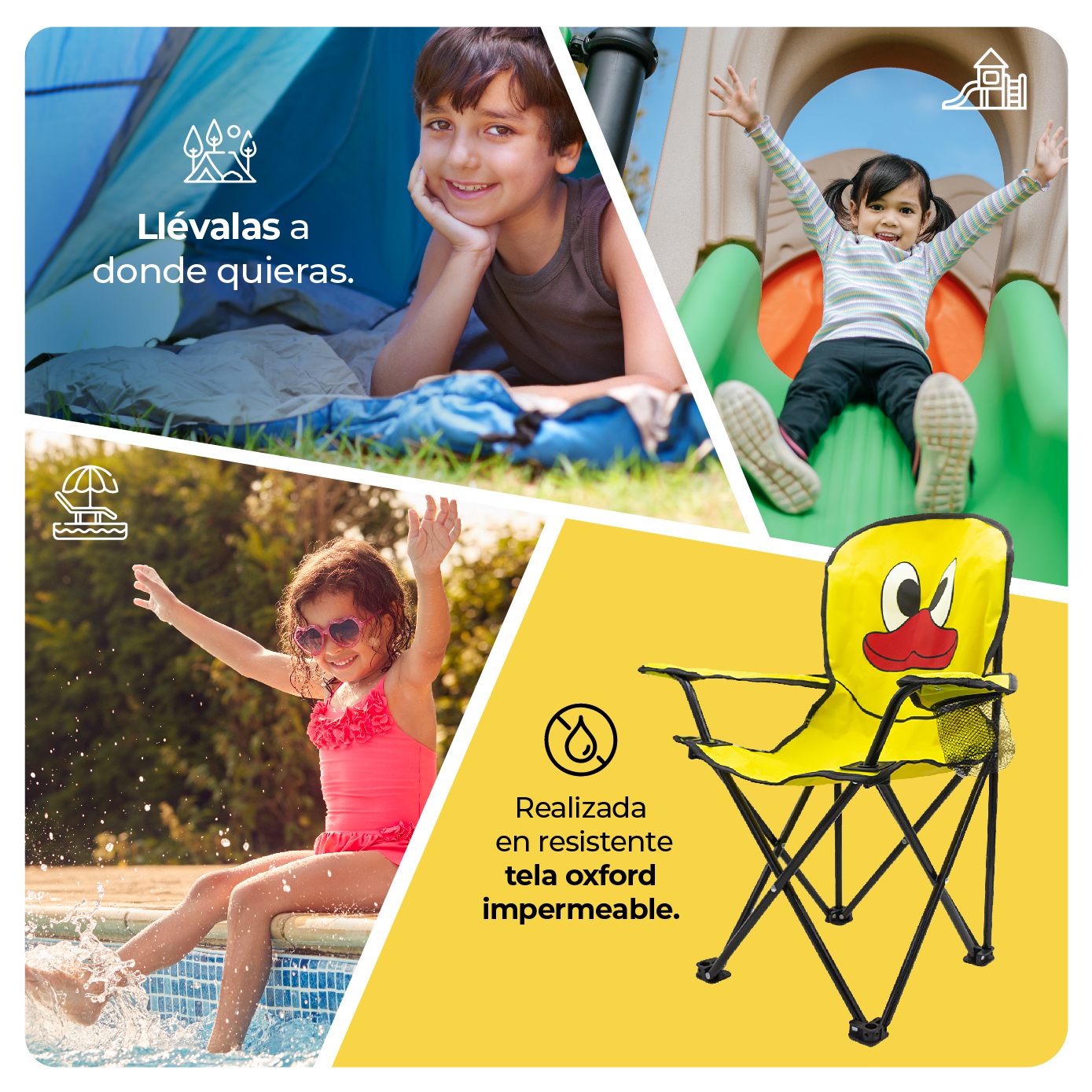 Silla Plegable Para Camping Infantil Pato .